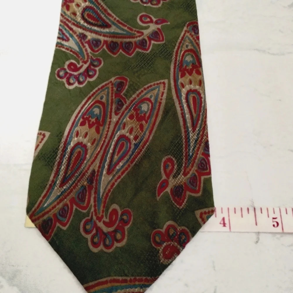 AQUASCUTUM OF LONDON VINTAGE SILK NECKTIE TIE PAISLEY HAND SEWN - Picture 6 of 9